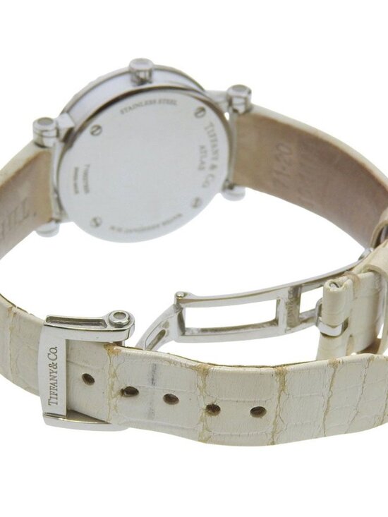 Tiffany & Co Atlas Stainless Steel Leather Silver Kuo Analog Display White Dial main image 3